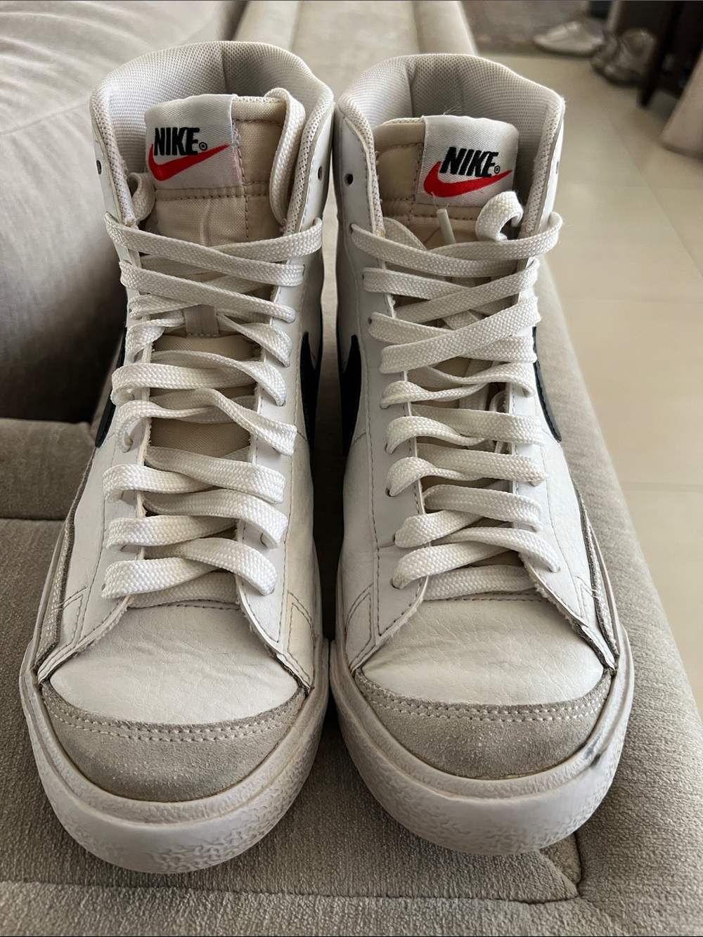 Nike Men’s White and Black High-Top Sneakers